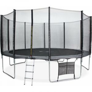 Alice's Garden Trampoline 460cm - Neptune XXL Gris - avec filet de protection, échelle, bâche, filet pour chaussures, kit d'ancrage