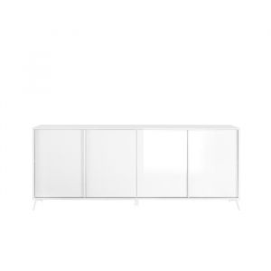Buffet 4 portes collection SKY. Coloris blanc laqué, idéal dans une cuisine salle à manger design