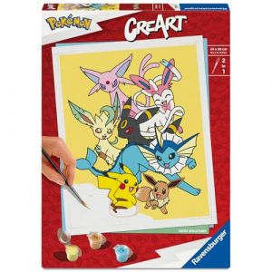 Ravensburger CreArt 24x30 cm – Adulte – Peinture par numéros – Pikachu & Evoli – Loisir créatif – 25897