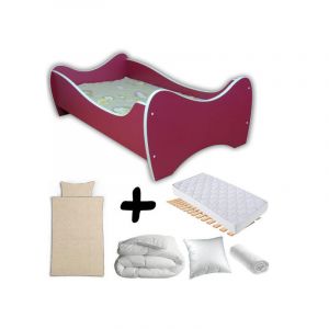 Image de Pack complet Lit enfant Fuschia = Lit+Matelas & Parure+Couette+Oreiller