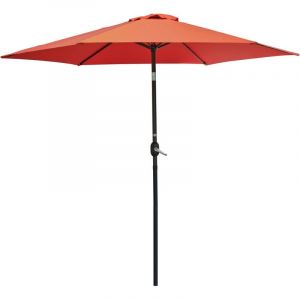 DCB Garden Parasol à manivelle en aluminium gris anthracite et toile terracotta - MARBELLA