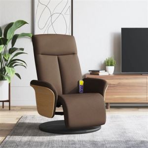 VidaXL Fauteuil de massage, relaxation avec repose-pieds tissu marron