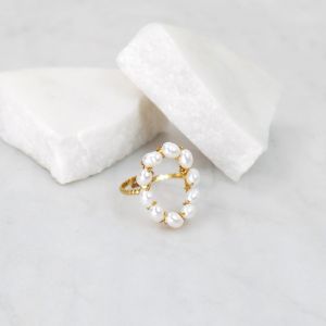 Bague milan - blanche dor&eacute;e