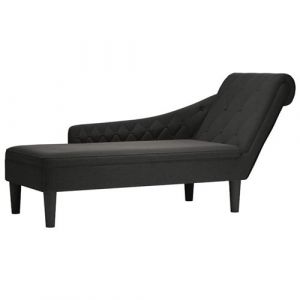 VidaXL Fauteuil long avec coussin et accoudoir droit noir tissu