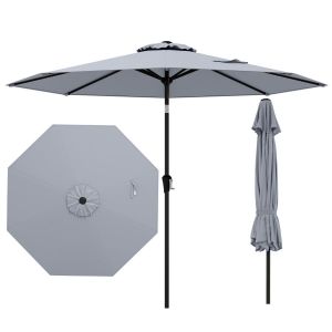 Coast Terrace Parasol 270 cm Grey - Parasol inclinable avec manivelle et toit ventilé