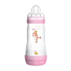 Mam Easy Start A124 &ndash; Biberon anti-coliques brevet&eacute; avec t&eacute;tine 3 en silicone SkinSoftTM ultra doux, pour b&eacute;b&eacute;s &agrave; partir de 4 mois, 320 ml, rose, 1 unit&eacute;, auto-st&eacute;rilisable en 3 min
