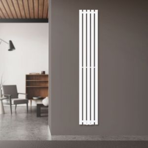 Luxe Bath Radiateur à Panneaux Design Stella 1600 x 260 mm, Blanc, Plat, Monocouche, Raccord Central, Radiateur Mural Vertical, Tubulaire, Radiateur