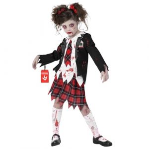 Morph Déguisement Zombie Fille Costume Écolière Zombie Tenue Halloween Enfant Thème Horreur