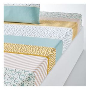 Drap houssse coton, Happy Stripes Multicolore Couleur Multicolore Taille 140 x 190 cm