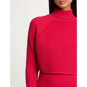 Image de Morgan Robe pull midi ajustée effet 2-en-1 rose moyen femme - Taille XS