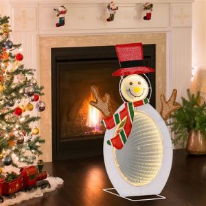 Giantex Décoration de Noël Extérieur Intérieur, Bonhomme de Neige Lumineux 2D, 75 LED