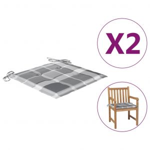 VidaXL Coussins de chaise de jardin 2pcs Carreaux gris 50x50x4cm Tissu
