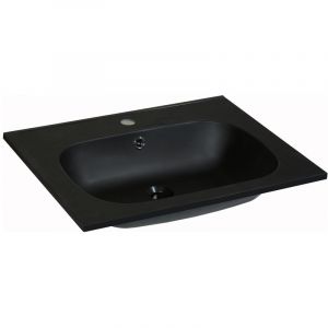 Vasque &agrave; encastrer en r&eacute;sine effet pierre - Noir - L60 x l46 cm - OKIWA