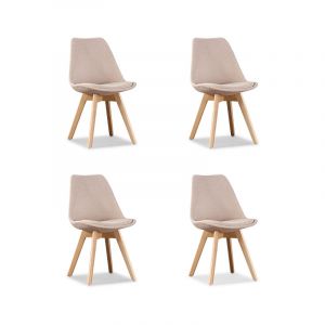 Lot de 4 chaises scandinaves tissu beige - Bjorn Designetsamaison Beige