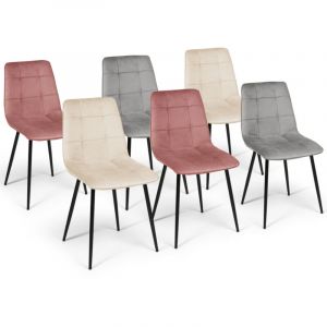 Idmarket Lot De 6 Chaises Mila Mix Color Pastel Rose X2, Gris Clair X2 Et Beige X2