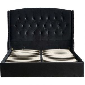 Lit Coffre 2 places 140x190 cm sultan velours Noir