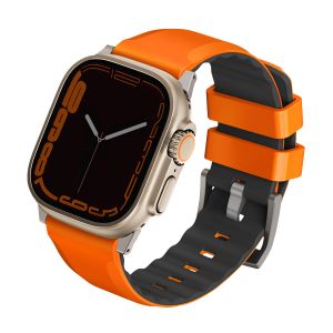 Uniq Bracelet Linus en silicone AiroSoft Apple Watch 1-9 / SE / Ultra (2) - 42/44/45/49 mm - Orange Volt