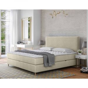 Rafaela - lit boxspring - 140x200 - coffres et surmatelas inclus - en velours - Beige