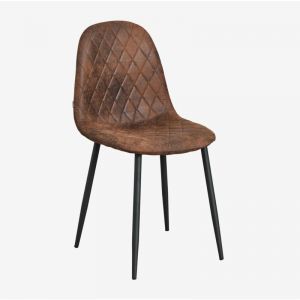 Pack de 4 chaises de salle à manger en similicuir Glamm SKLUM Noir Café Diamond