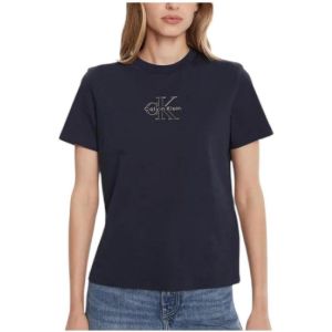 Calvin Klein T-Shirt Manches Courtes Femme Classic Tee Col Ras-du-Cou, Bleu (Inkwell), S