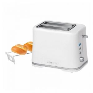 Clatronic Grille-pain compact 2 tranches | avec fonction décongélation/réchauffage/arrêt rapide | avec support pour petits pains |blanc|aussi pour petits pains grillés & gaufres prêtes à cuire|TA 3801