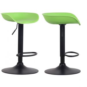 Décoshop26 Lot de 2 tabourets de bar assise réglable en hauteur et pivotant en plastique vert pieds tulipe en métal noir mat avec r