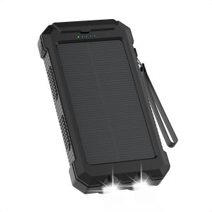 Imoshion Solar Powerbank - Batterie externe avec panneau solaire - Charge rapide et fourniture d'énergie - 20.000 mAh - Noir