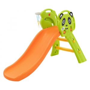 Joyz - Toboggan pour Enfants 2 en 1, Vert-Orange, en Plastique hdpe, avec Panier de Basket, Ballon et Pompe à Air Inclus, à Partir de 3 Ans, Montage
