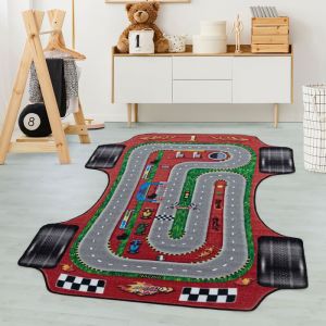Carpetsale24 Tapis enfant design pour les garçons coloris rouge 140x200 cm tapis chambre enfant tapis chambre bébé