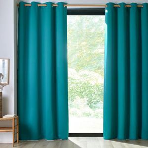 Rideau occultant lumi&egrave;re satin&eacute; NEW NOLAN - bleu canard