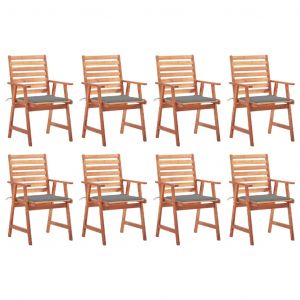 Image de VidaXL Chaises ? d?ner d'ext?rieur 8 pcs avec coussins Acacia massif