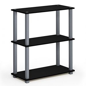 Furinno Turn Présentoir à Étagères Polyvalentes à 3 Niveaux avec Tube Carré, Noir/Gris