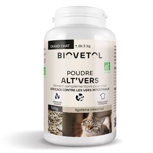 Biovetol Alimentaire Bien-Être - Poudre Alt'vers Grand Chat Bio >5kg - 100g