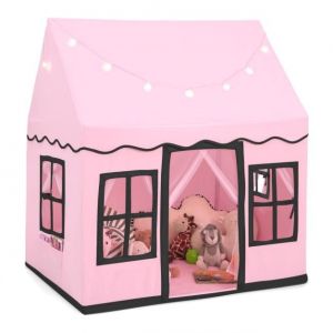 Maison de jeux pour enfants Coast avec lumière étoilée Tente pour enfants avec fenêtres et rideaux Tente de jeux pour enfants Maison de jeux pour garçons et contes de fées (rose)
