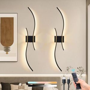 2 Applique Murale LED InterieurDesign Incurv&eacute;eRechargeable Lumieres Lat&eacute;ralesTemp&eacute;rature R&eacute;glablepour Couloir/Chambre