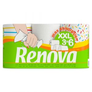 Renova Essuie-tout Maxi-absorption| 3 rouleaux |3 rouleaux XXL = 6 standards|2 plis blancs