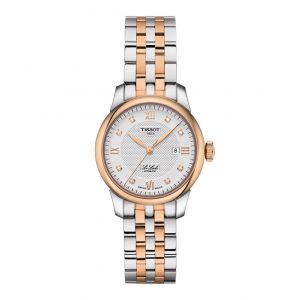 Tissot Montre T-Classic Le Locle Automatic Lady cadran argent bracelet acier bicolore 29 mm