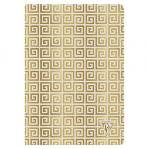 Clairefontaine Carnet piqûre textile Neo Deco Collection Printemps-Été 14,8x21cm 96 pages ligné motif Antique papier ivoire 90g - Bleu givré - Lot de 6