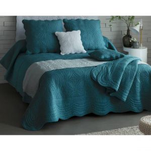 Plaid BAILLARGUES bleu canard en coton