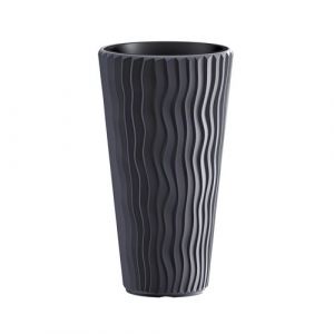 Image de Prosperplast Pot &agrave; fleurs Sandy Slim, aspect ondulations (l 30 x H 53 x P 30 cm, anthracite)