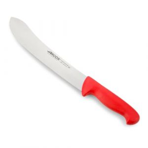Arcos Séries 2900 - Couteau de Boucher Couteau à Steak - Lame Acier Inoxydable Nitrum 250 mm - Manche Polypropylène Couleur Rouge