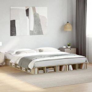 VidaXL Cadre de lit chêne sonoma 180x200 cm bois dingénierie lit lit de rangement cadre de lit double lit double 3280456