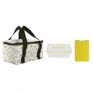 Lunch bag isotherme 2,6L avec bo&icirc;te repas plastique & pain de glace jaune - - ALTOBUY