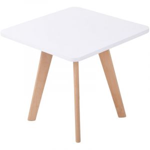 CLP Table d'appoint angulaire Almeria avec Plateau en MDF et Pieds en Bois de hêtre blanc eckig