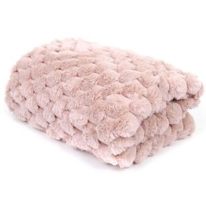 Image de Plaid en polyester imitation fourrure nid d'abeille Opulence 120 x 150 cm