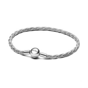 Pandora Bracelet Maille Serpent Torsadée Fermoir Rond - Taille 17 cm