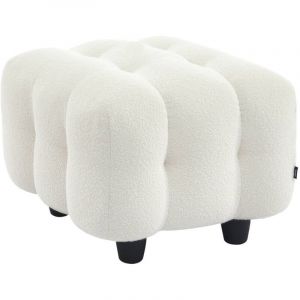 Pouf. module pour canap&eacute;. repose-pieds pour canap&eacute; 2 places en bouclette textur&eacute;e cr&egrave;me L 69 x P 59 x H 48cm - Leon