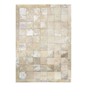 The Deco Factory Tapis patchwork de cuirs avec éclats argentés gris beige 160x230