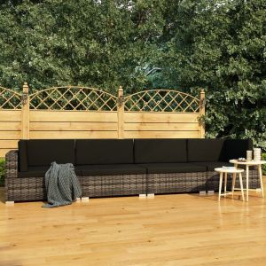 VidaXL Ensemble de meubles d'extérieur en rotin 4 pièces gris avec coussins anthracite Vida XL
