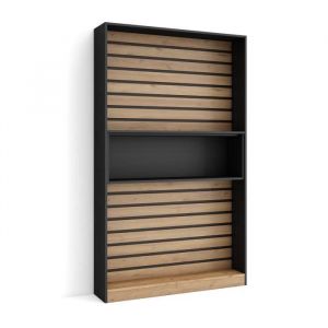 Tagère Bibliothèque Étagère de Rangement 110x186x25cm Salon Salle à manger Bureau Salon, Bureau Style moderne Chêne et noir - Chêne et Noir - Skraut